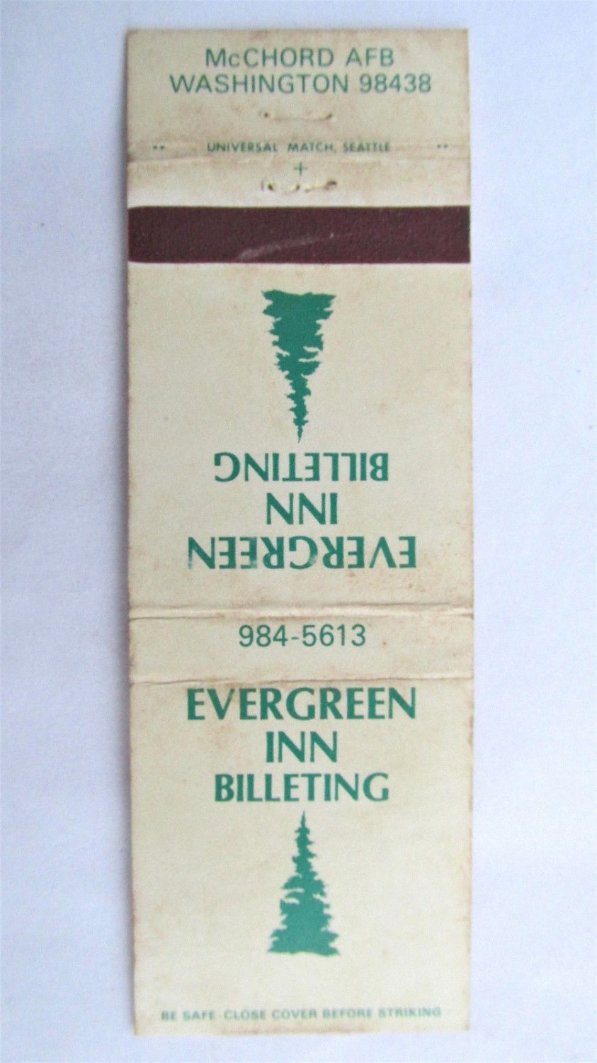 McChord AFB Washington Evergreen Inn Billeting 20Strike Military Matchbook Cover