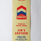 Jim's Chevron - Oak Harbor, Washington Service Station Matchbook Match Cover WA