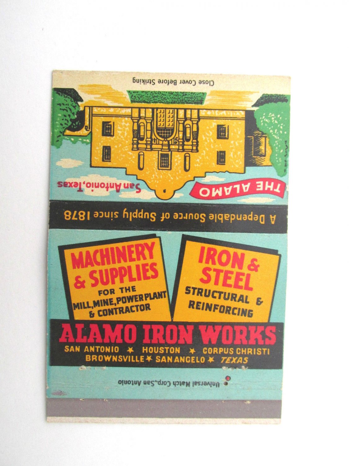 Alamo Iron Works Texas 40 Strike Matchbook Cover Royal Flash