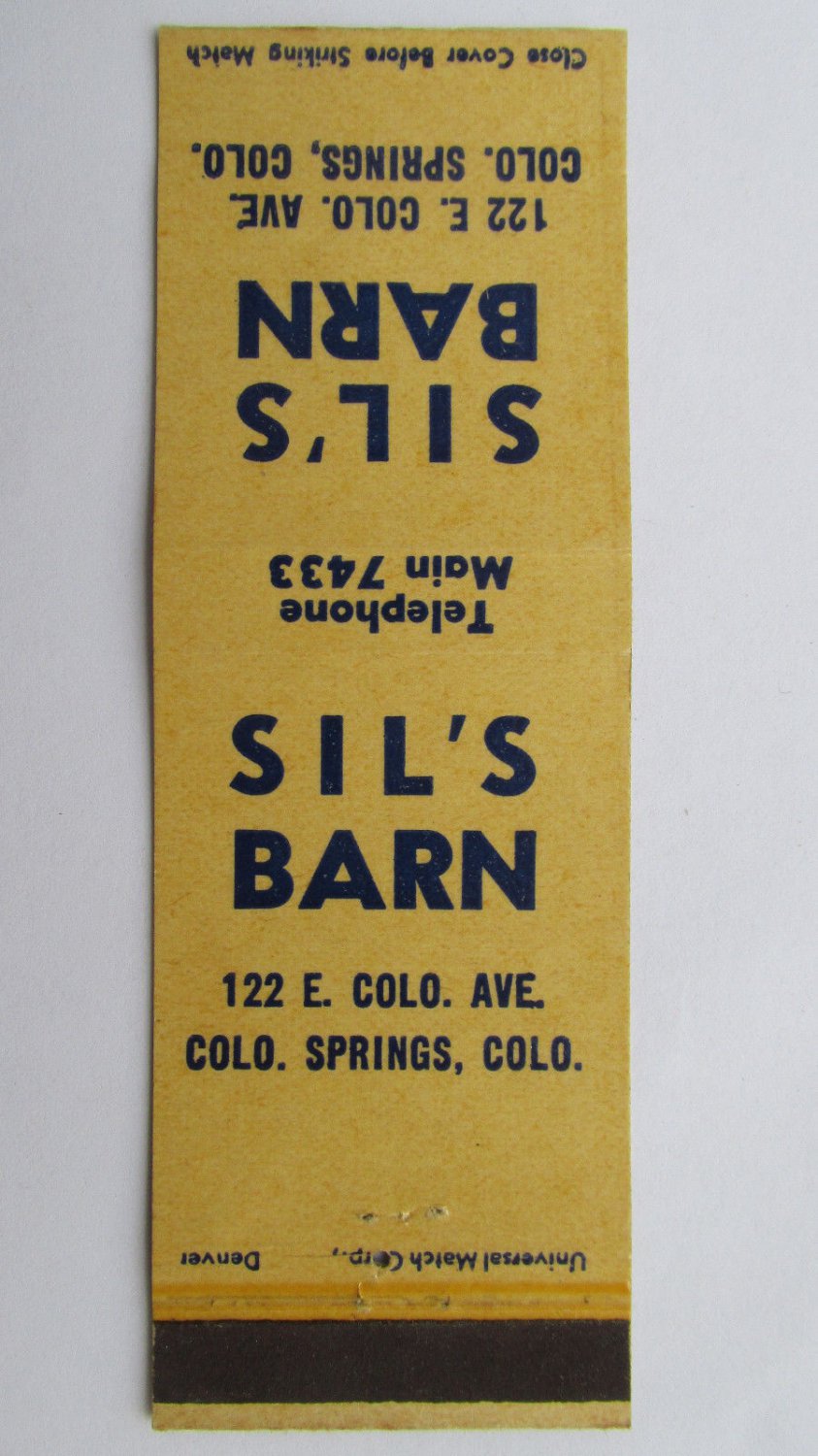 Sil's Barn - Colorado Springs, CO Restaurant 20 Strike Matchbook Cover