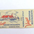 Vega Swedish Restaurant - Norwood, Massachusetts 20 Strike Matchbook Cover MA Vega Swedish Restaurant - Norwood, Massachusetts 20 Strike Matchbook Cover MA