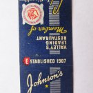 Johnson's - Monessen, Pennsylvania Restaurant 20 Strike Matchbook Match Cover PA Johnson's - Monessen, Pennsylvania Restaurant 20 Strike Matchbook Match Cover PA