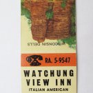 Watchung View Inn - Somerville, New Jersey Restaurant 20 Strike Matchbook Cover Watchung View Inn - Somerville, New Jersey Restaurant 20 Strike Matchbook Cover