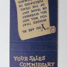 Your Sales Commissary "You Are Reminded.." 20 Strike US Military Matchbook Cover Your Sales Commissary "You Are Reminded.." 20 Strike US Military Matchbook Cover