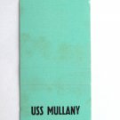 USS Mullany DD-528 US Navy Ship 20 Strike US Military Matchbook Cover Matchcover