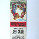 Baylen's 501 Club - Chicago, Illinois Restaurant 20 Strike Matchbook Cover IL Baylen's 501 Club - Chicago, Illinois Restaurant 20 Strike Matchbook Cover IL