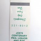 Joe's Centenary Liquor and Bar - Shreveport, Louisiana 20 Strike Matchbook Cover Joe's Centenary Liquor and Bar - Shreveport, Louisiana 20 Strike Matchbook Cover