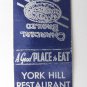 York Hill Restaurant - Linwood, North Carolina 20 Strike Matchbook Match Cover
