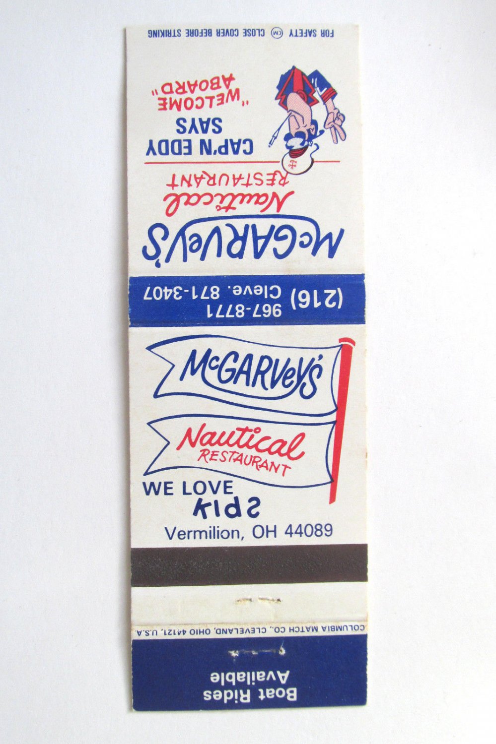 McGarvey's Nautical Restaurant - Vermilion, Ohio 20 Strike Matchbook ...