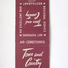 Town and Country - Park Ave. New York Restaurant 20 Strike Matchbook Match Cover Town and Country - Park Ave. New York Restaurant 20 Strike Matchbook Match Cover