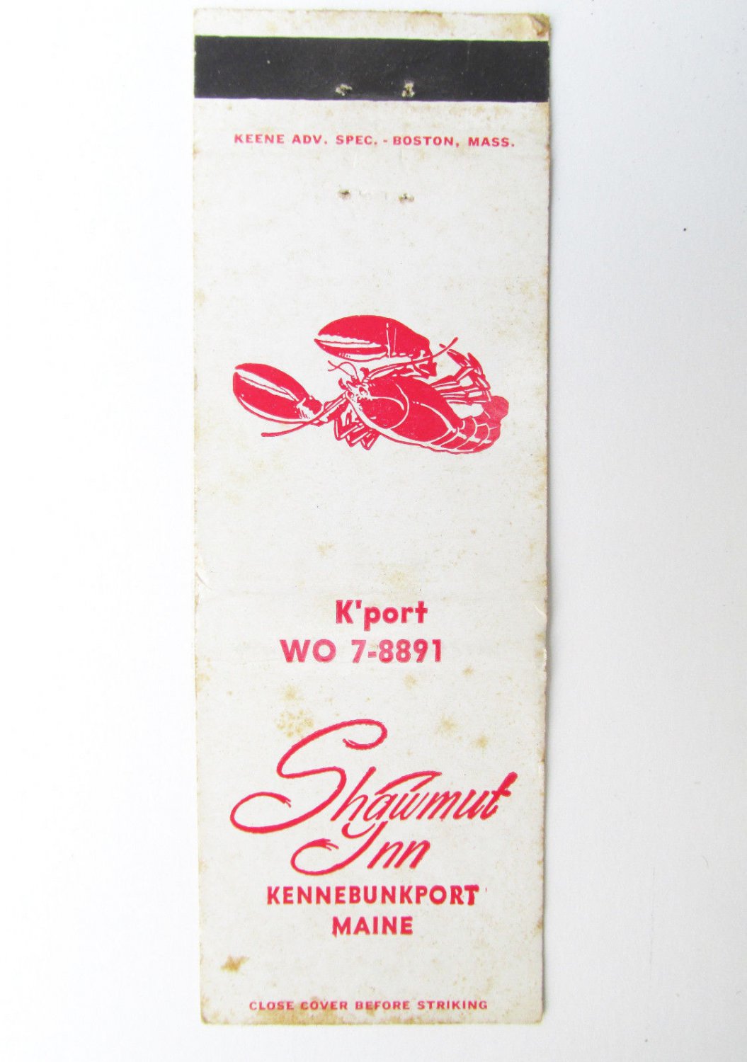 Shawmut Inn Kennebunkport, Maine Restaurant 20 Strike Matchbook Match