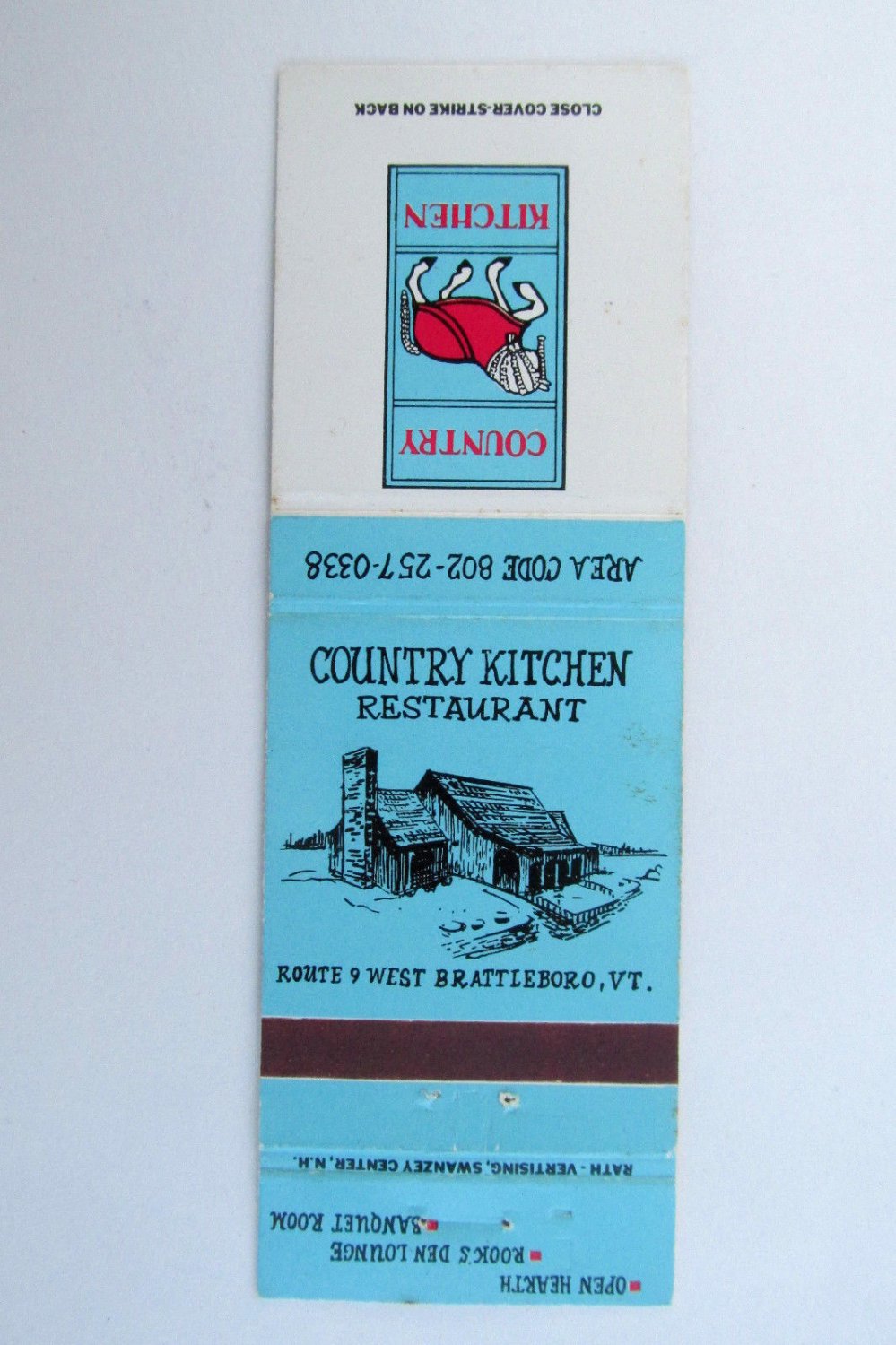 Country Kitchen Restaurant - Brattleboro, Vermont 20 Strike Matchbook ...