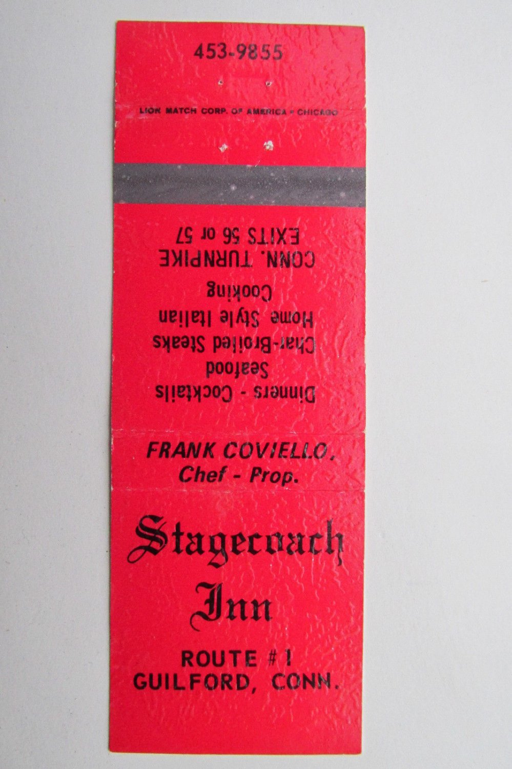 Stagecoach Inn - Guilford, Connecticut Restaurant 20 Strike Matchbook Cover CT