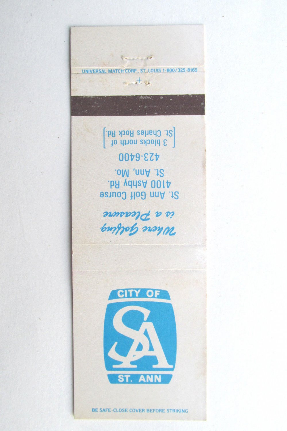 St. Ann Golf Course - City of St. Ann, MO - Missouri 20 Strike Matchbook Cover