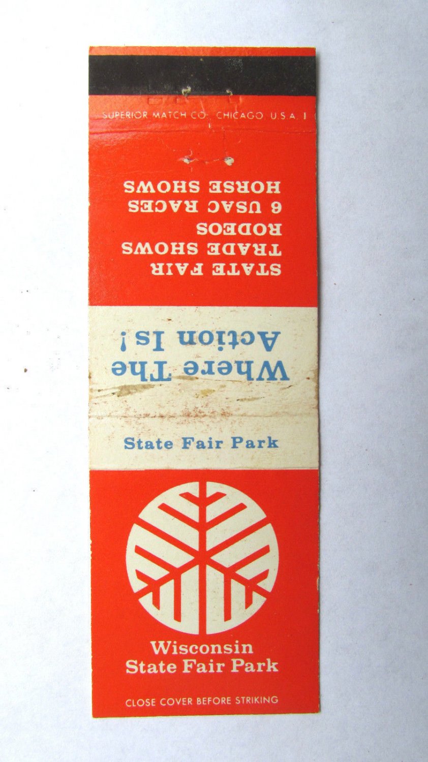 Wisconsin State Fair Park - 20 Strike Matchbook Cover Trade/Horse Shows Rodeos