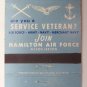 Hamilton Air Force Association - Dundas, Ontario Canada Military Matchbook Cover