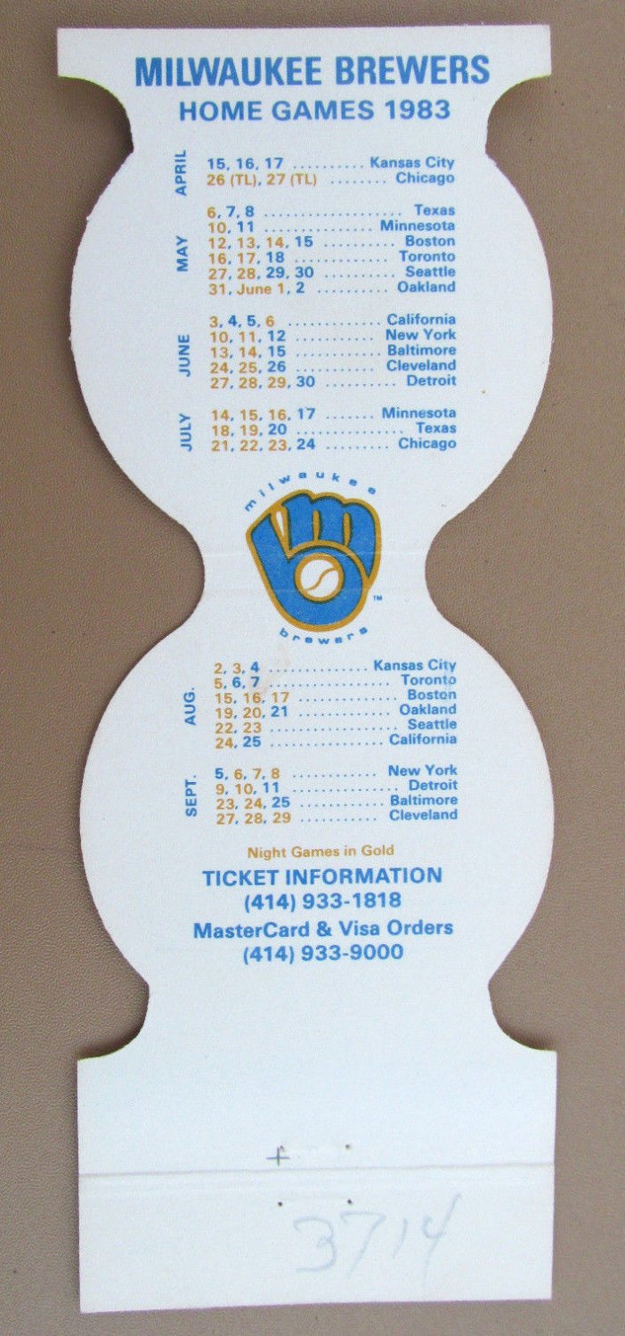Milwaukee Brewers 1983 Baseball Sports Matchbook Cover Merle Harmon's ...