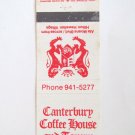 Canterbury Coffee House & Tavern - Hawaii Restaurant 20 Strike Matchbook Cover Canterbury Coffee House & Tavern - Hawaii Restaurant 20 Strike Matchbook Cover