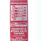 Charley's Stone Gate Tavern - Lake Zurich, Illinois Restaurant Matchbook Cover