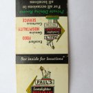 Paul's Lamplighter Restaurant - Mississippi AR AL GA 20 Strike Matchbook Cover Paul's Lamplighter Restaurant - Mississippi AR AL GA 20 Strike Matchbook Cover