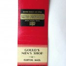 Gould's Men's Shop - Clinton, Massachusetts Stetson Hats 20FS Matchbook Cover
