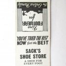 Sack's Shoe Store - San Antonio, Texas 20 Strike Matchbook Cover TX Matchcover