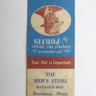 McCracken Bros. Men's Store- Bozeman, Minnesota Portis Hats 20FS Matchbook Cover