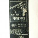 Kosins Clothes - Detroit, Michigan Store 20 Strike Matchbook Cover MI Matchcover