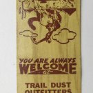 Trail Dust Outfitters - Tucson, Arizona 20 Strike Matchbook Cover Western Wear
