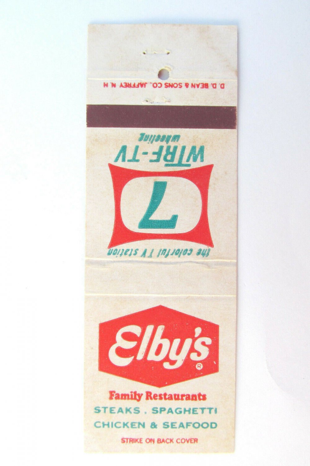 Elby's Restaurant -  WTRF-TV Wheeling West Virginia 20 Strike Matchbook Cover WV