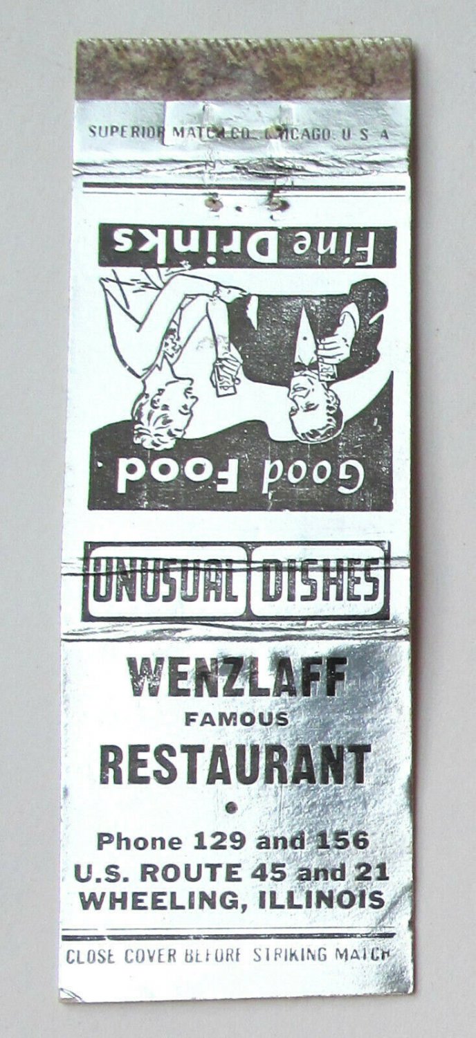 Wenzlaff Restaurant - Wheeling, Illinois 20 Strike Matchbook Cover IL Matchcover