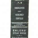 Ehlers' Steak House - Worthington, Minnesota Restaurant 20Strike Matchbook Cover