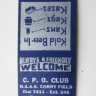 NAAS Corry Field (Florida) CPO Club 20 Strike US Military Matchbook Cover Navy