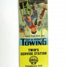 Twin's Service Station - Fort Kent, Maine Shell 20 Strike Matchbook Cover ME