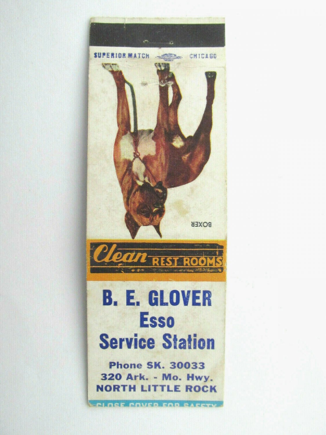 B.E. Glover Esso Service Station - North Little Rock, Arkansas Matchbook Cover