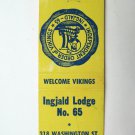 Independent Order of Vikings Ingjald Lodge 65 Jamestown NY 20FS Matchbook Cover