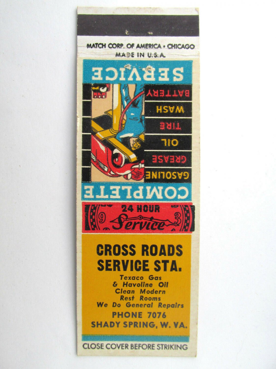 Cross Roads Service Station - Shady Spring, West Virginia 20FS Matchbook Cover