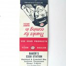Baker's Esso Station - Jackson, Tennessee Service Station Matchbook Cover TN