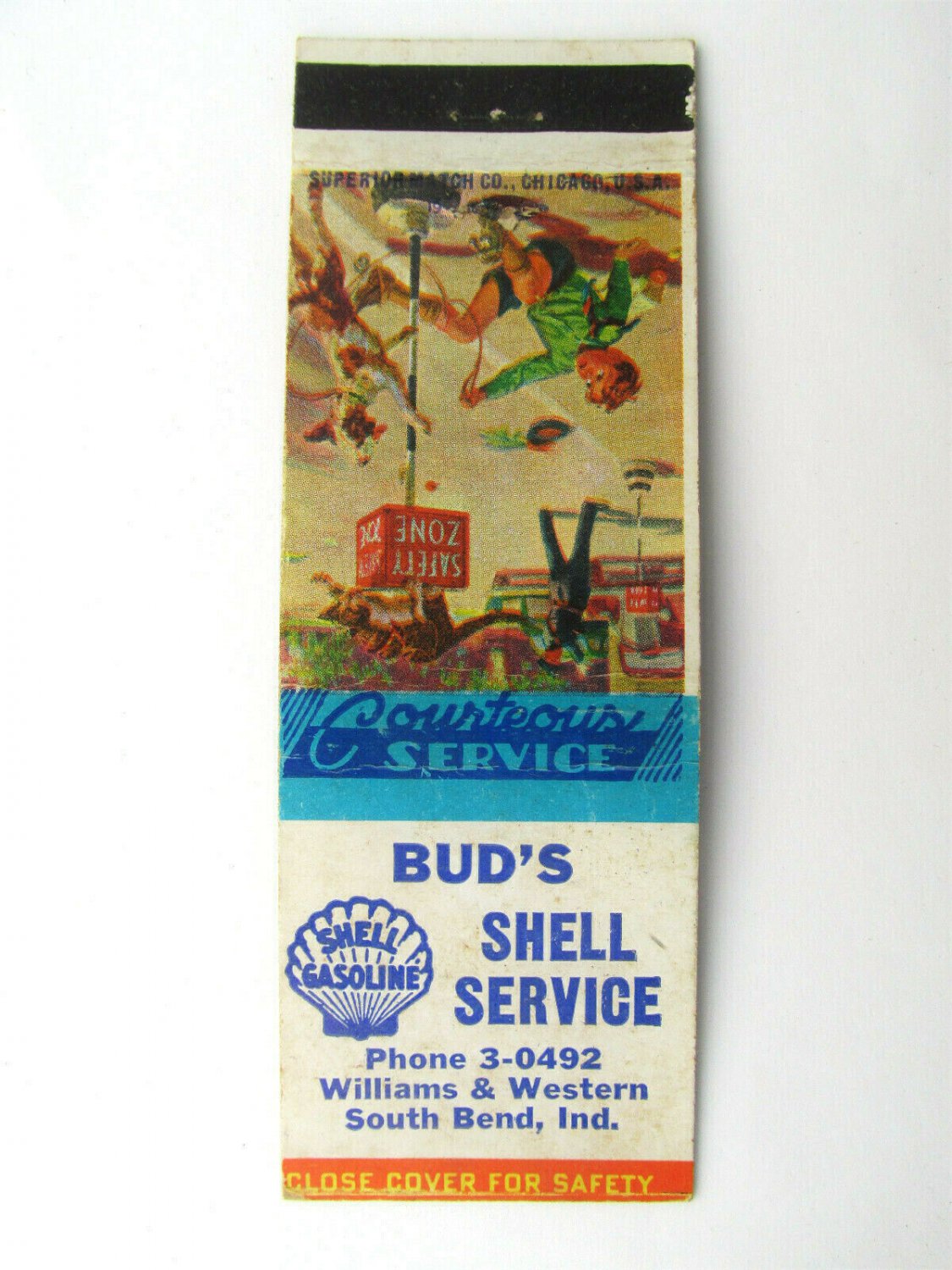 Bud's Shell Service Station - South Bend, Indiana 20 Strike Matchbook Cover IN