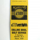 Collins Bros. Gulf Service Station - Oneida, New York 20 Strike Matchbook Cover