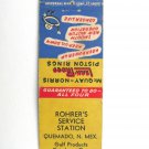 Rohrer's Service Station - Quemado, New Mexico Matchbook Cover Gulf Goodyear NM