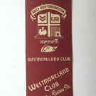 Westmoreland Club - Wilkes-Barre, Pennsylvania 20 Strike Matchbook Cover PA