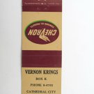 Vernon Krings - Cathedral City, California Chevron Station 20FS Matchbook Cover