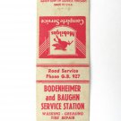 Bodenheimer and Baughn Service Station Houston, Texas? 20 Strike Matchbook Cover