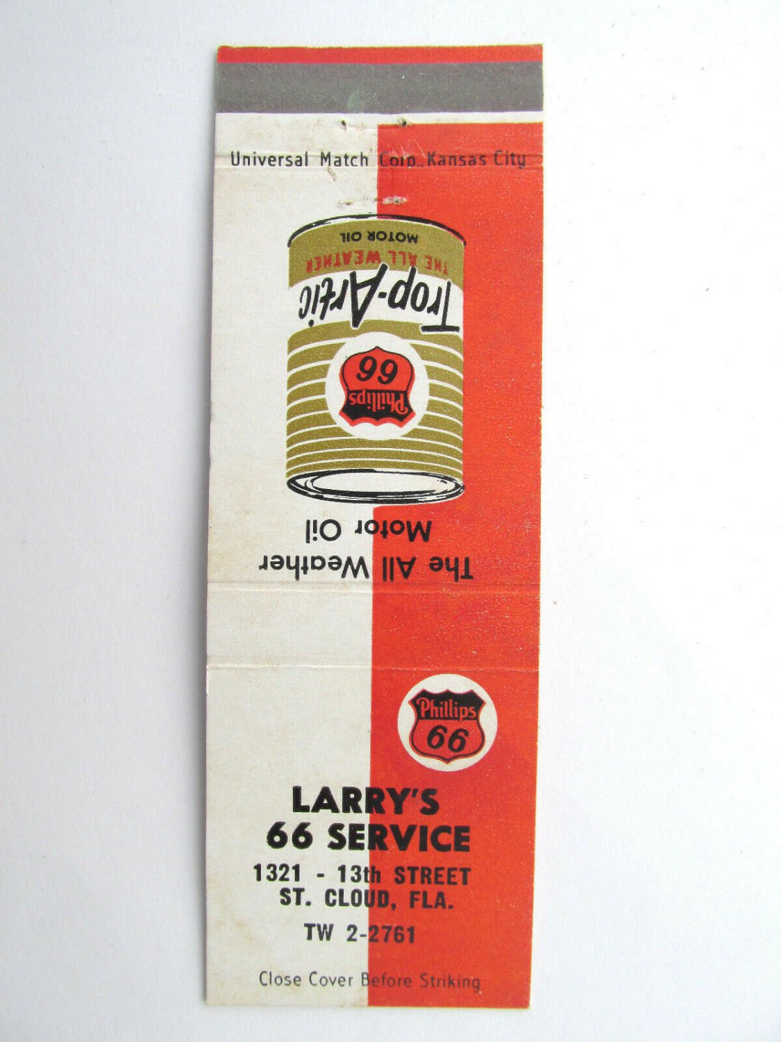 Larry's 66 Service - St. Cloud, Florida Phillips Station 20FS Matchbook Cover FL