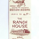 Ranch House - Norfolk, Virginia Restaurant 20 Strike Matchbook Cover Matchcover Ranch House - Norfolk, Virginia Restaurant 20 Strike Matchbook Cover Matchcover
