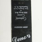 Deno's - Fayetteville, North Carolina Restaurant 20 Strike Matchbook Cover NC