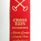 Cross Keys - Atlanta, Georgia Nashville, TN Restaurant 20 Strike Matchbook Cover