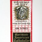 German-American Rathskeller - New York City Restaurant 20 Strike Matchbook Cover German-American Rathskeller - New York City Restaurant 20 Strike Matchbook Cover