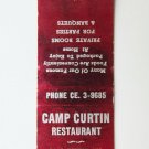 Camp Curtin Restaurant - Harrisburg, Pennsylvania 20 Strike Matchbook Cover PA